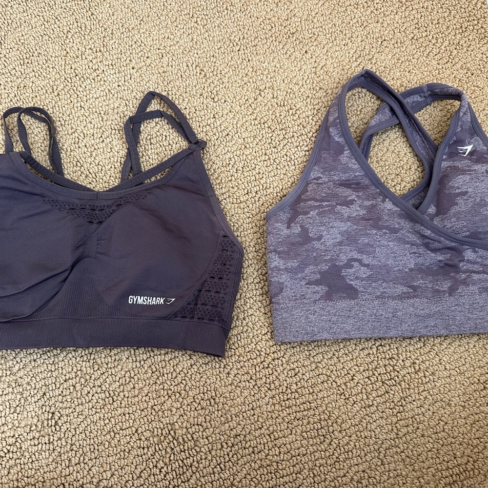 Gymshark Women's Purple Seamless & Camo-Print Sports Bra Duo